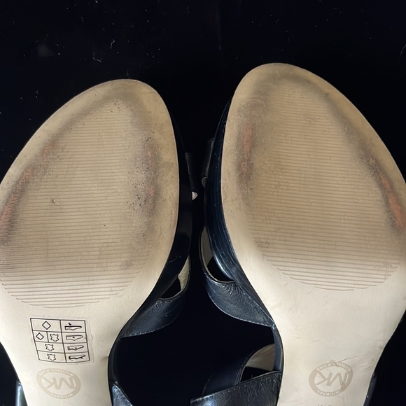 Michael Kors Evie 9M Black Leather Platform Open Ankle 4” Stiletto Sandal - Picture 6 of 7